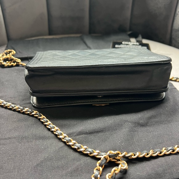 Chanel Caviar Quilted Boy Wallet On Chain WOC Black - Picture 7 of 17